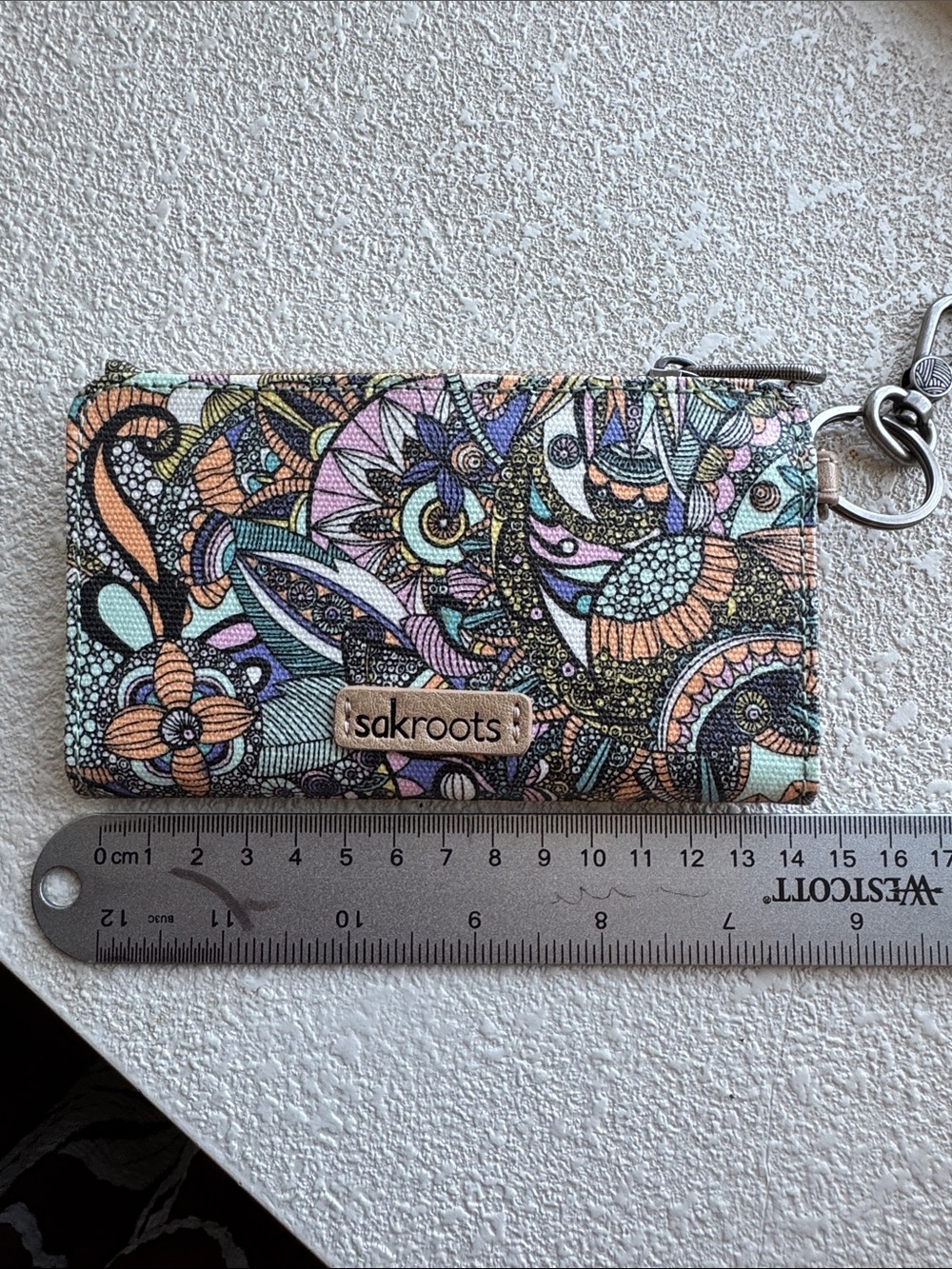 Sakroots Floral Key & Card Holder in Mint, Peach & Lavender